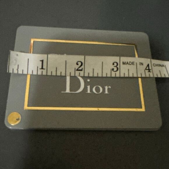 Vintage Christian Dior Slide Compact Mirror Gray Gold Logo Travel Cosmetic Mini - Picture 7 of 8